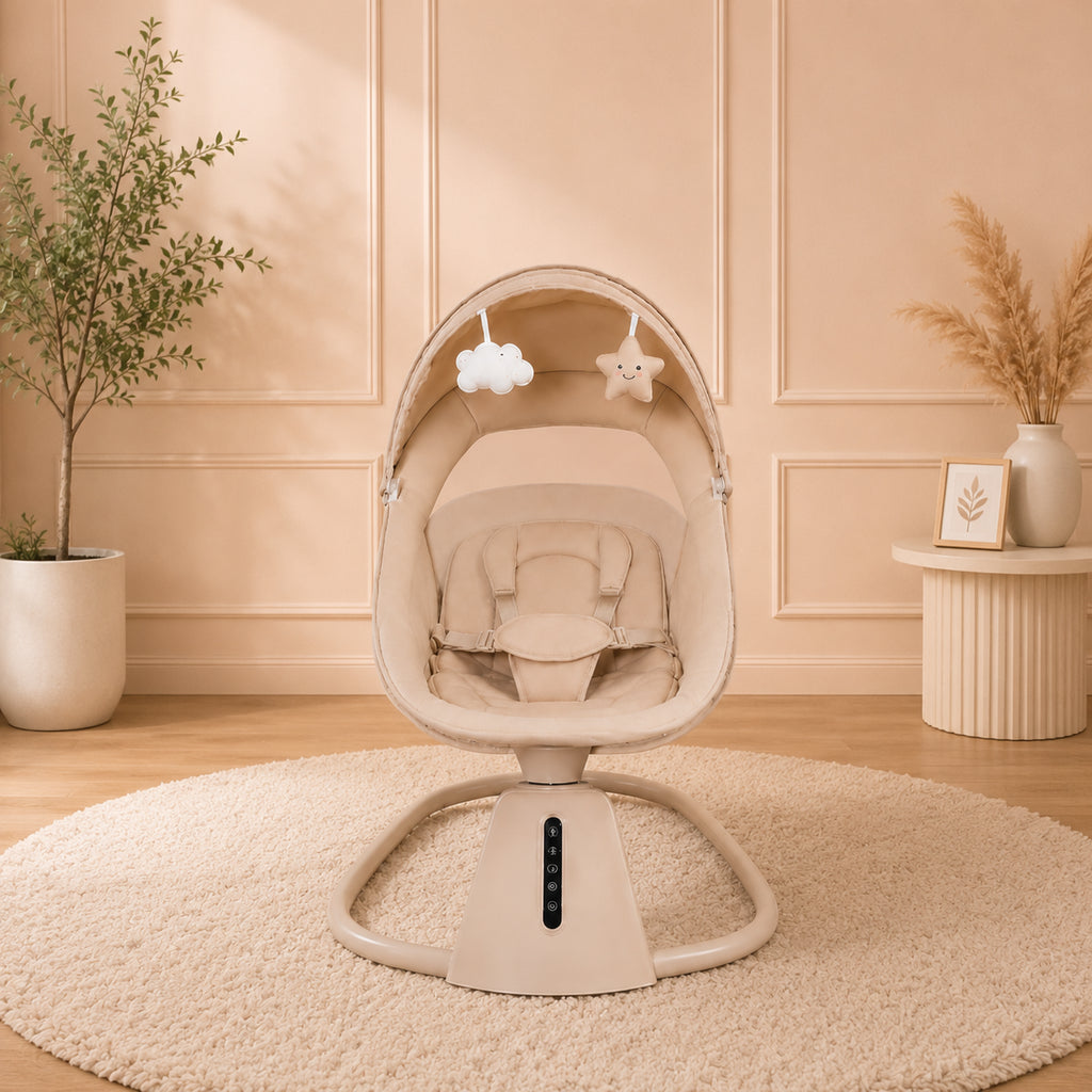 Luxury Baby Swing Chair Comfortable Infant Rocking Seat with Safety Harness