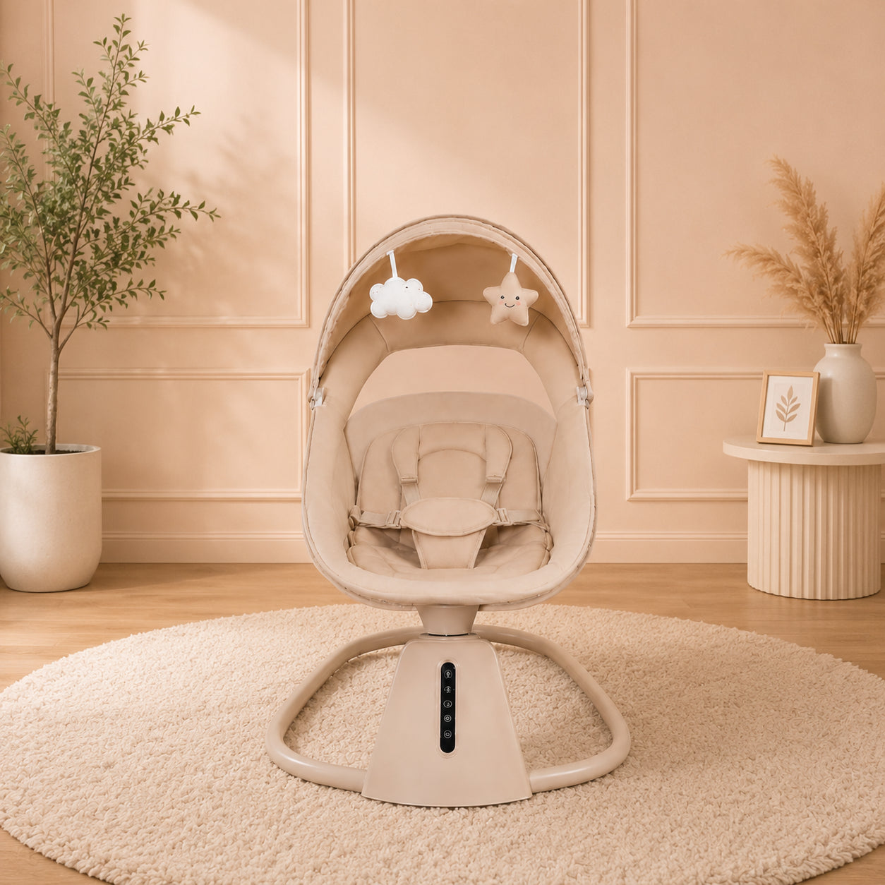 Luxury Baby Swing Chair Comfortable Infant Rocking Seat with Safety Harness