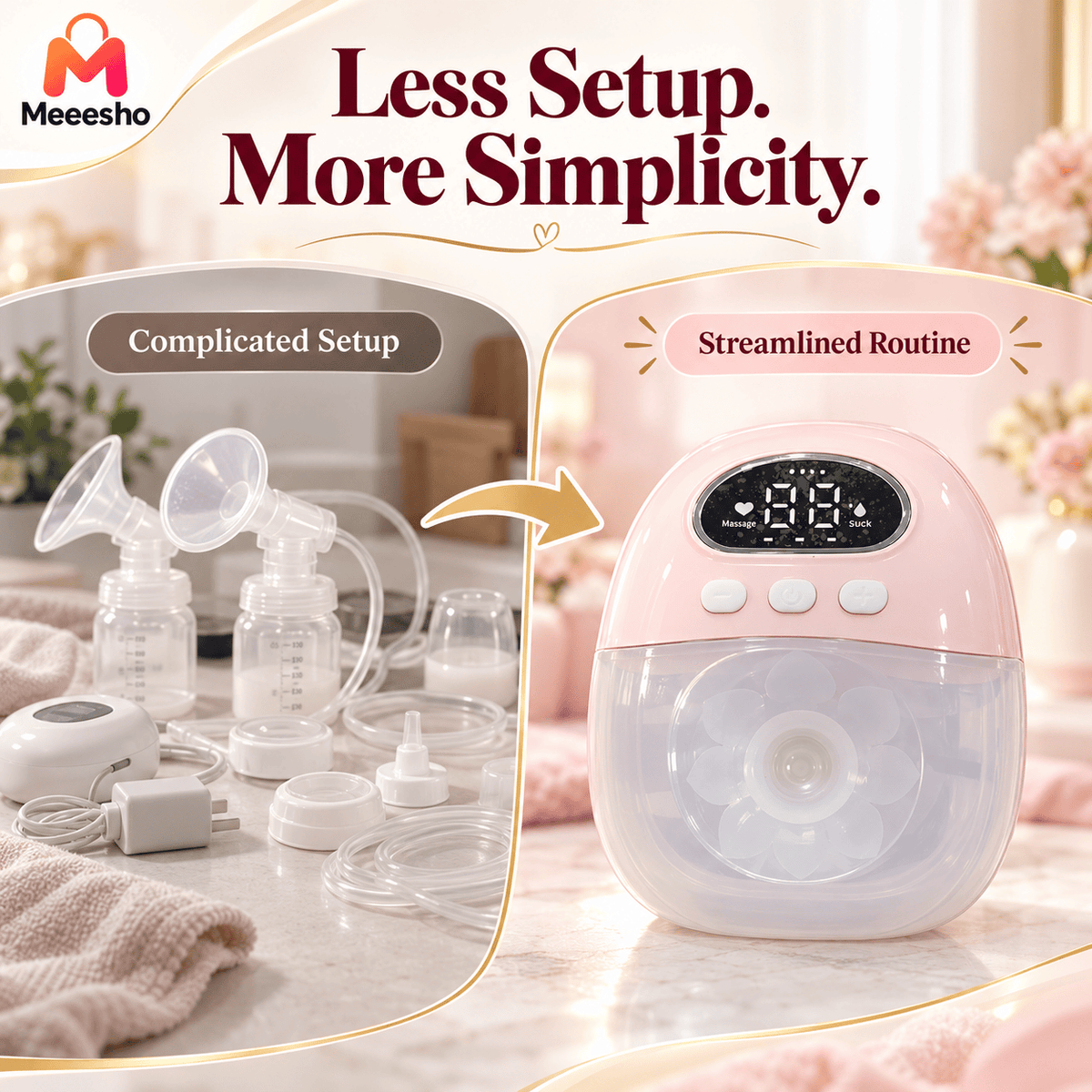 Portable Electric Breast Pump With Massage Suction Modes For Mothers