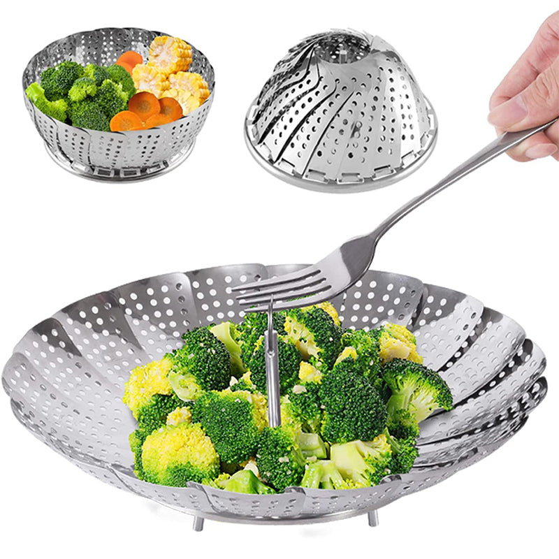 Stainless Steel Folding Steamer Basket Vegetable Meat Cooker Kitchen