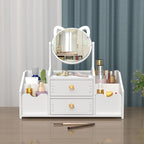 Desktop Makeup Mirror with Drawer Storage | Cosmetic Storage Mirror Organizer