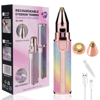 2-in-1 Electric Facial Hair Remover LED Shaver Eyebrow Trimmer