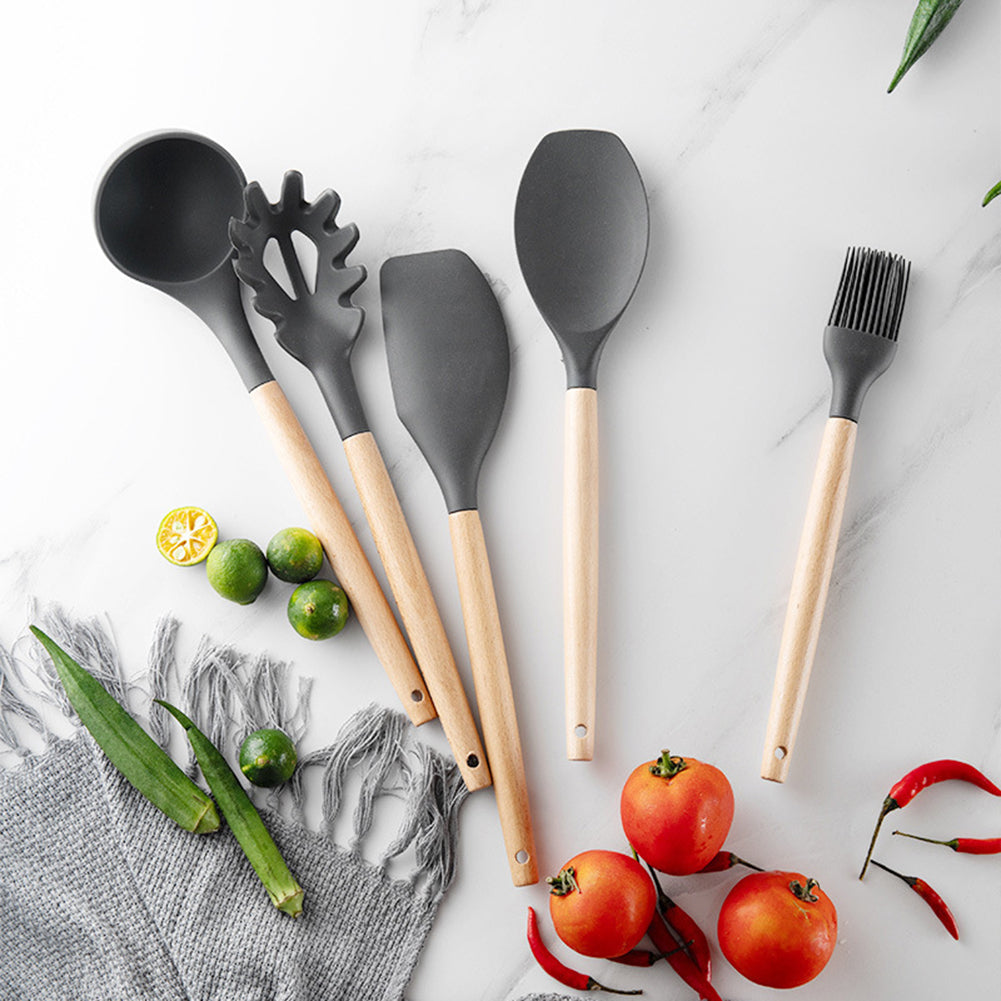Silicone Kitchen Utensils Non-Stick Heat Resistant Cooking Kitchenware Set