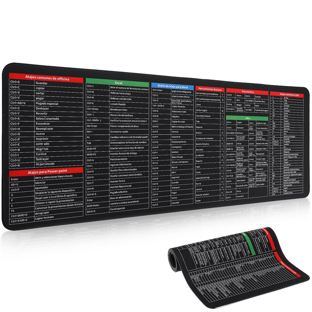 Excel Cheat Sheet Desk Pad Large Non Slip Keyboard Mouse