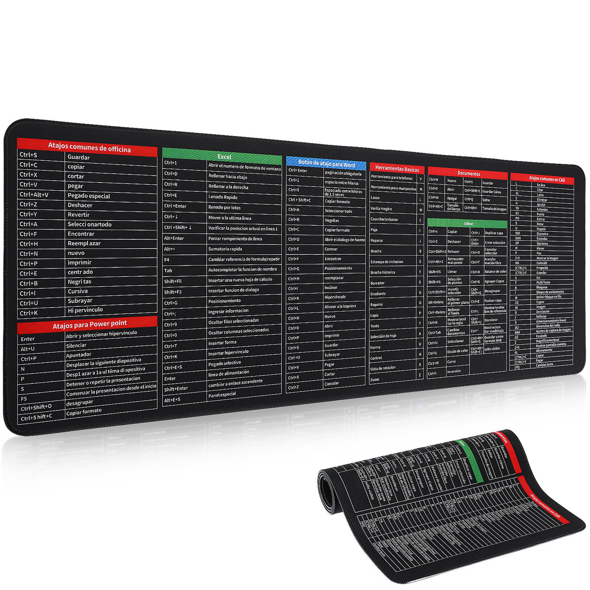Excel Cheat Sheet Desk Pad Large Non Slip Keyboard Mouse