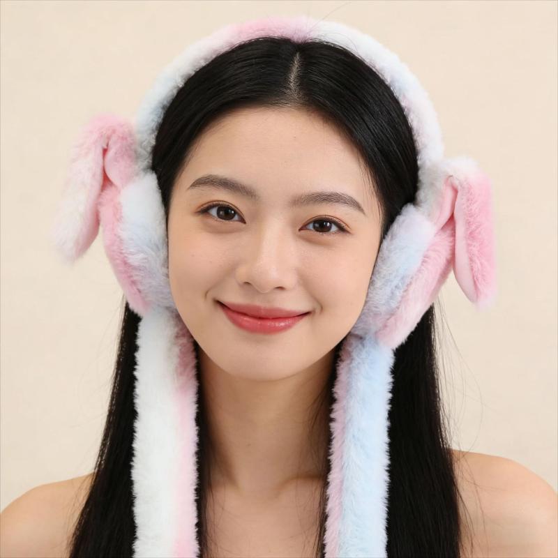 Soft Plush Rabbit Ear Muffs Warm Stylish Winter Protection