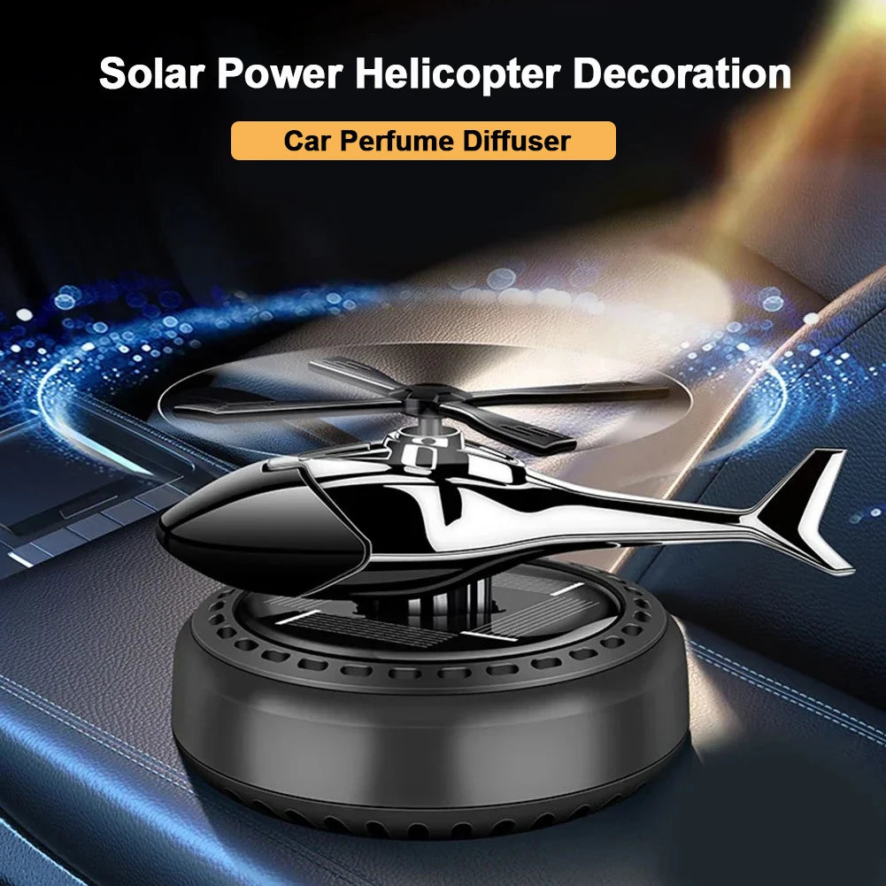 Helicopter Solar Car Air Freshener Rotating Aromatherapy Interior Perfume Diffuser Accessory
