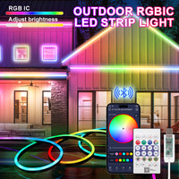 RGB IC LED Strip Light IP66 Waterproof Music Sync Neon Rope Light With App Control For Road Courtyard Lawn Swimming Pool