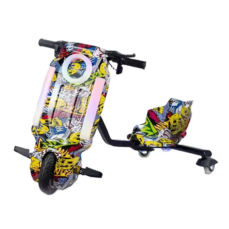 Crazy Go Kart 3 Wheel Electric Drift Bike for Kids – 360° Drifting Scooter Ride On Toy Car, Rechargeable Battery, Safe & Durable
