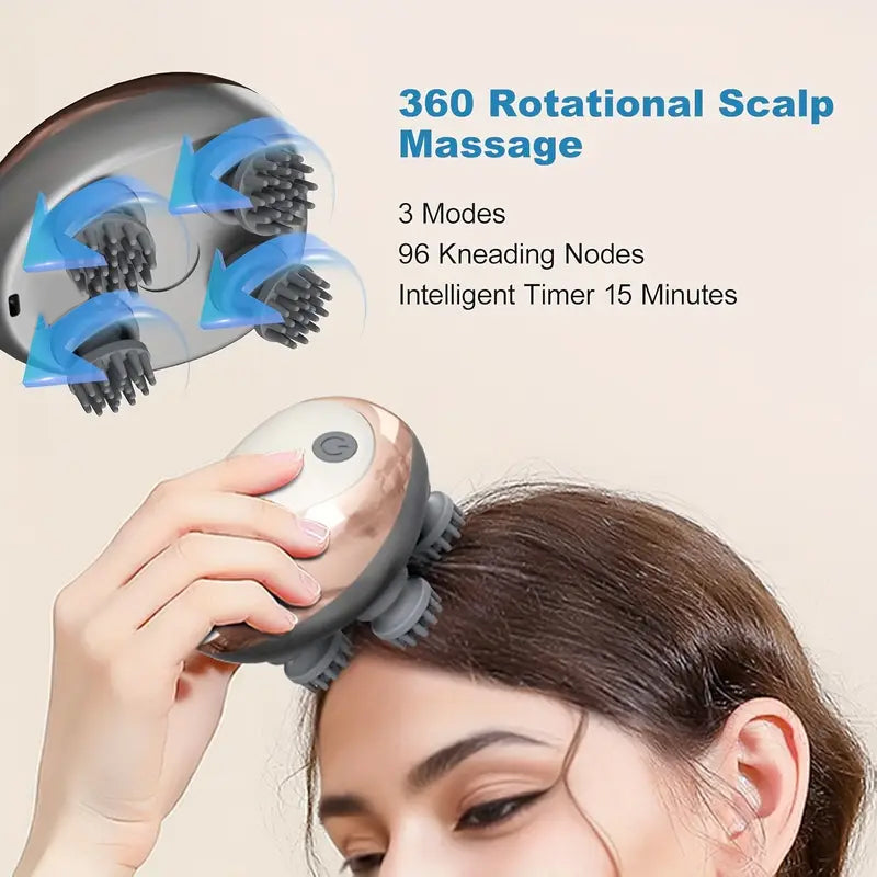 USB Rechargeable Handheld Head Massager Three Speed Kneading Relaxation Therapy Device