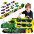 Dinosaur Car Carrier Truck Toy With Race Track And Alloy Cars
