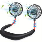 Portable Rechargeable Neck Fan USB Double Head Rotatable Cooling Fan