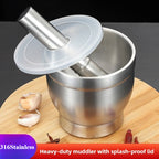 Stainless Steel Garlic Grinder Mortar Pestle Kitchen Sauce Making Tool