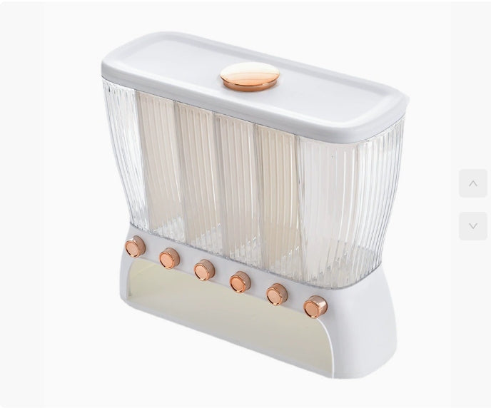6-Compartment Cereal Dispenser Transparent Dry Food Storage Container