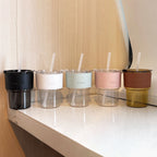 Creative Transparent Bamboo Water Bottle With Straw Reusable Drinkware
