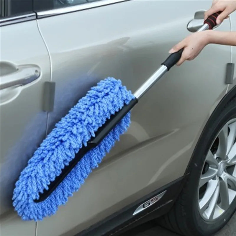 Car Cleaning Mop Brush with Long Handle – Soft Microfiber Retractable Car Wash Mop
