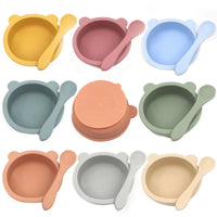 Baby Silicone Feeding Set with Bear Bowl | BPA-Free Bib, Spoon & Non-Slip Plate
