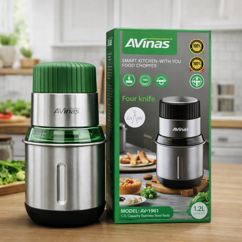 Avinas Smart Kitchen Food Chopper 1.2L (1000W) – 4 Blade Electric Mini Chopper for Meat, Vegetables & Dry Grinding | Model AV-1961