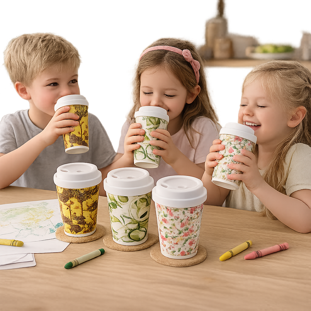Reusable Bamboo Fiber Coffee Cup with Lid | Eco-Friendly Travel Mug