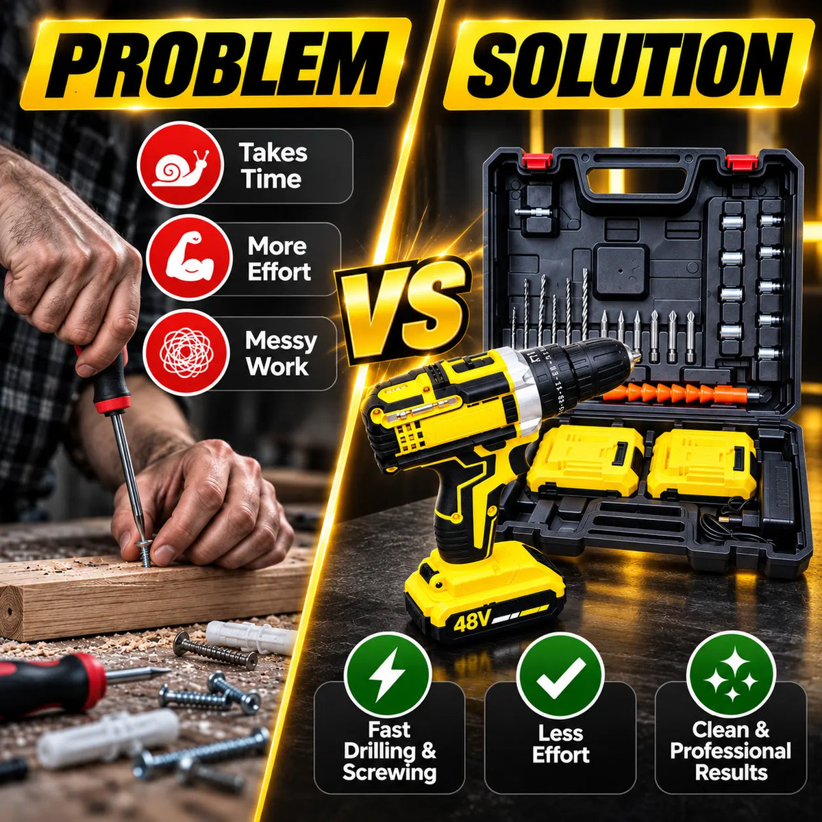 29-in-1 Cordless Drill 48V Dual Battery Plastic Chuck
