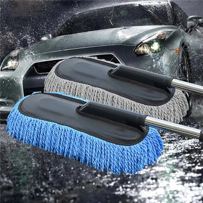 Car Cleaning Mop Brush with Long Handle – Soft Microfiber Retractable Car Wash Mop