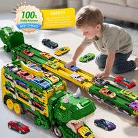 Dinosaur Car Carrier Truck Toy With Race Track And Alloy Cars