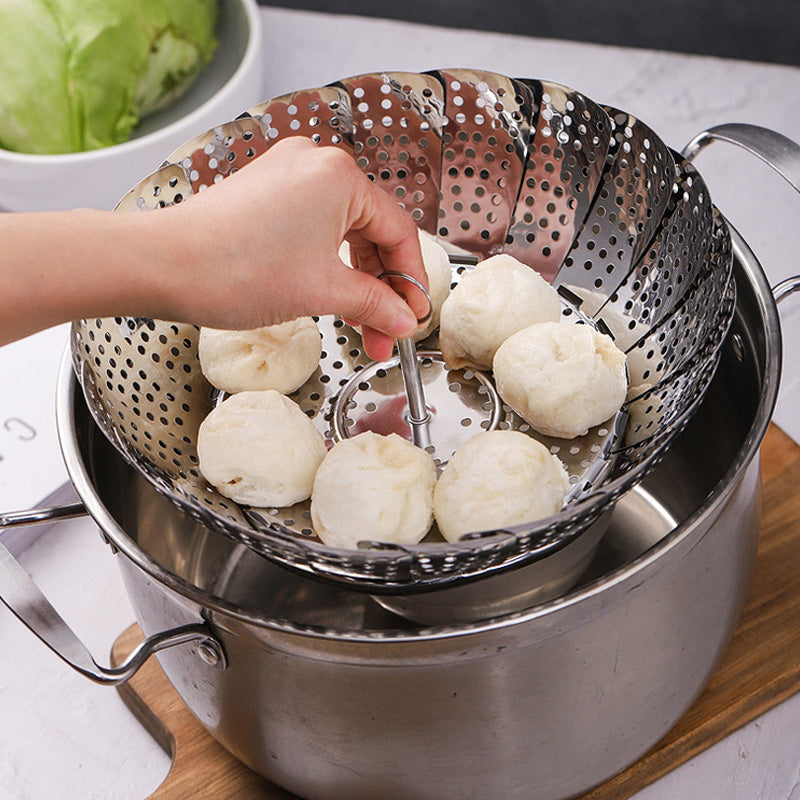 Stainless Steel Folding Steamer Basket Vegetable Meat Cooker Kitchen