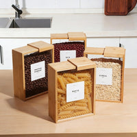 Natural Bamboo Cereal Storage Container – Airtight Kitchen Storage Box for Rice, Atta, Grains, Nuts & Dry Food | Eco-Friendly Food Jar Pakistan