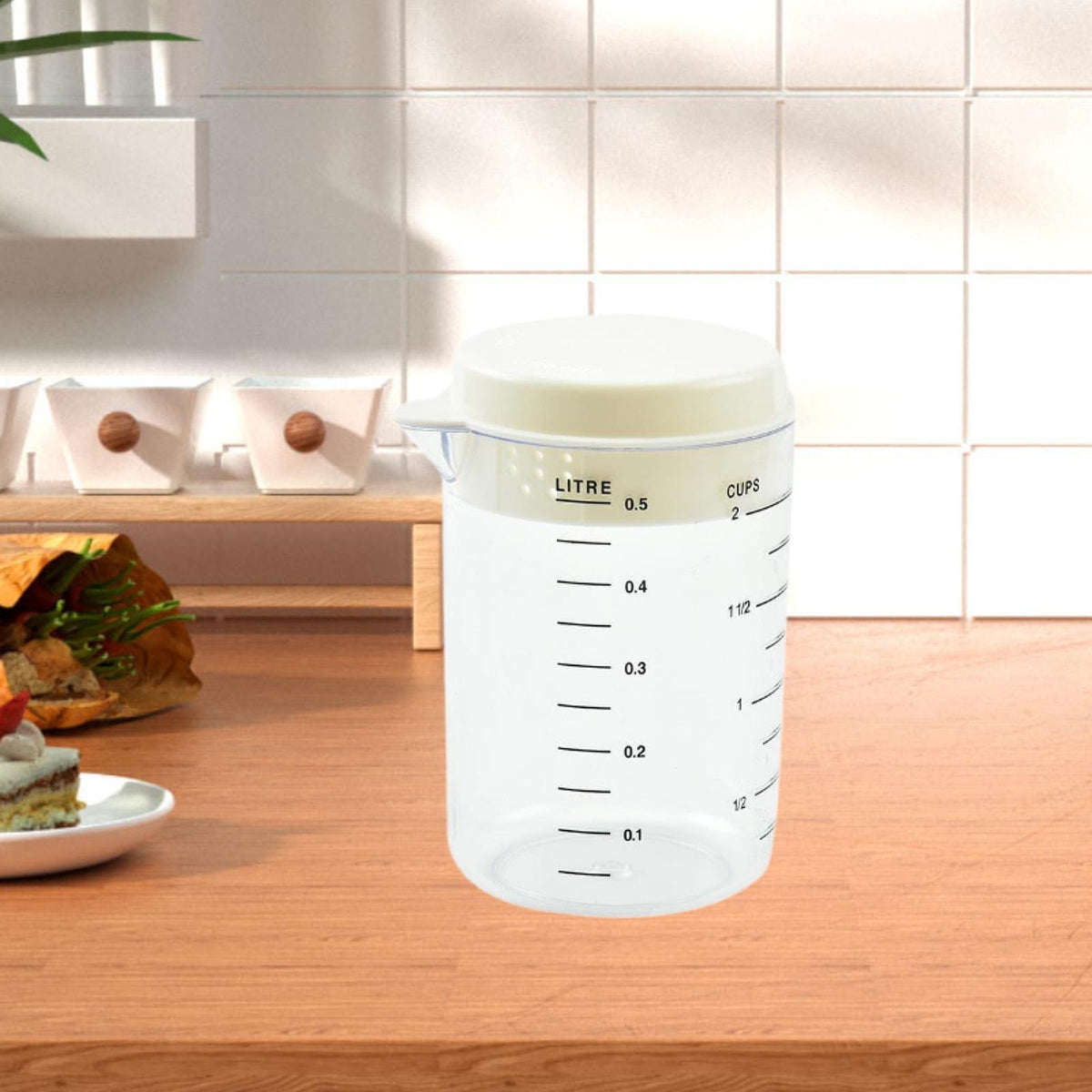 500ML Measuring Cup Spoons Kitchen Jug Cover Tea Baking Tool