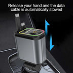 4in1 Retractable Car Charger Fast USB Type C Charger