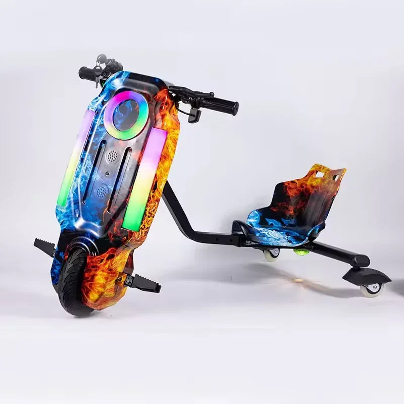 Crazy Go Kart 3 Wheel Electric Drift Bike for Kids – 360° Drifting Scooter Ride On Toy Car, Rechargeable Battery, Safe & Durable