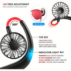 Portable Rechargeable Neck Fan USB Double Head Rotatable Cooling Fan