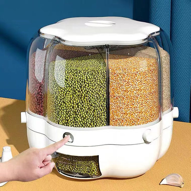 Rotatable Whole Grains Storage Box – Airtight Rice Container, Insect-Proof & Moisture-Proof Kitchen Storage Tank for Rice, Atta & Grains