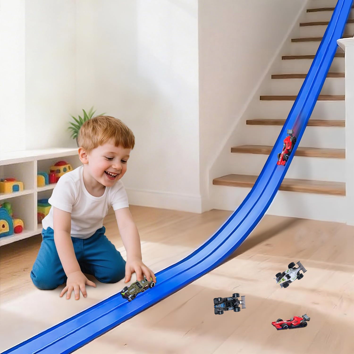DIY Pull Back Racing Track Car Educational Assembly Toy For Kids