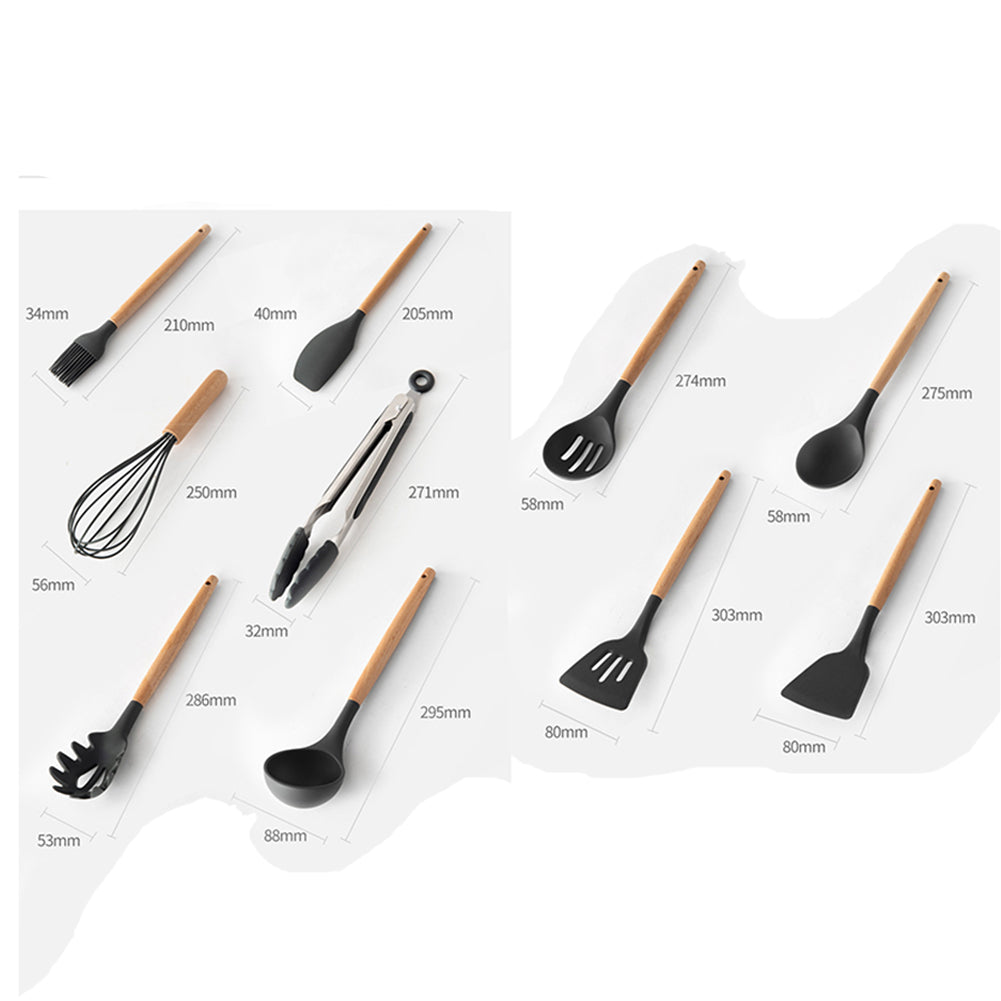 Silicone Kitchen Utensils Non-Stick Heat Resistant Cooking Kitchenware Set
