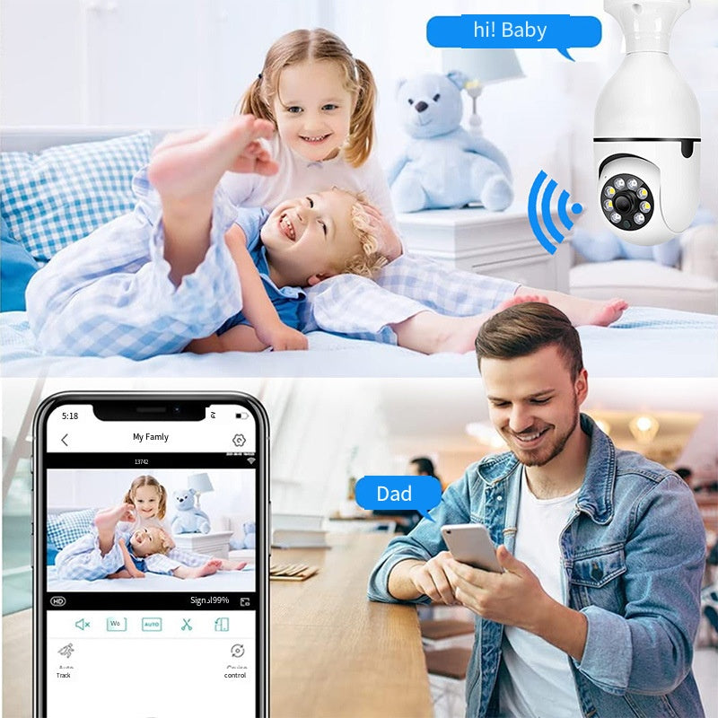 WiFi Bulb Security Camera Night Vision HD Smart Surveillance Monitoring Device