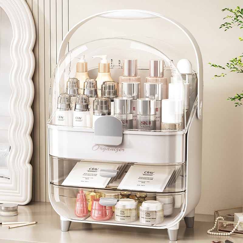 Luxury Cosmetics Storage Box High Capacity Dustproof Makeup Organizer Rack