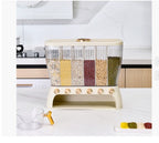 6-Compartment Cereal Dispenser Transparent Dry Food Storage Container