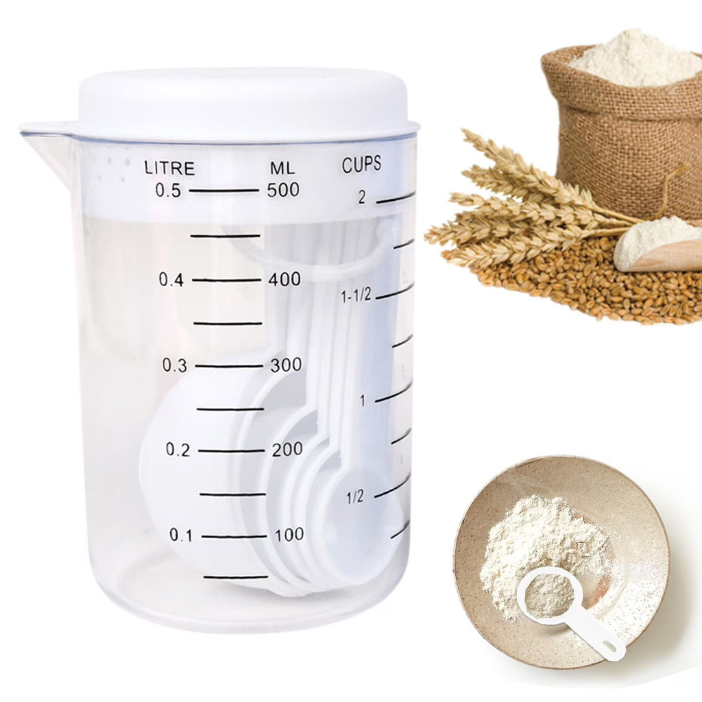 500ML Measuring Cup Spoons Kitchen Jug Cover Tea Baking Tool
