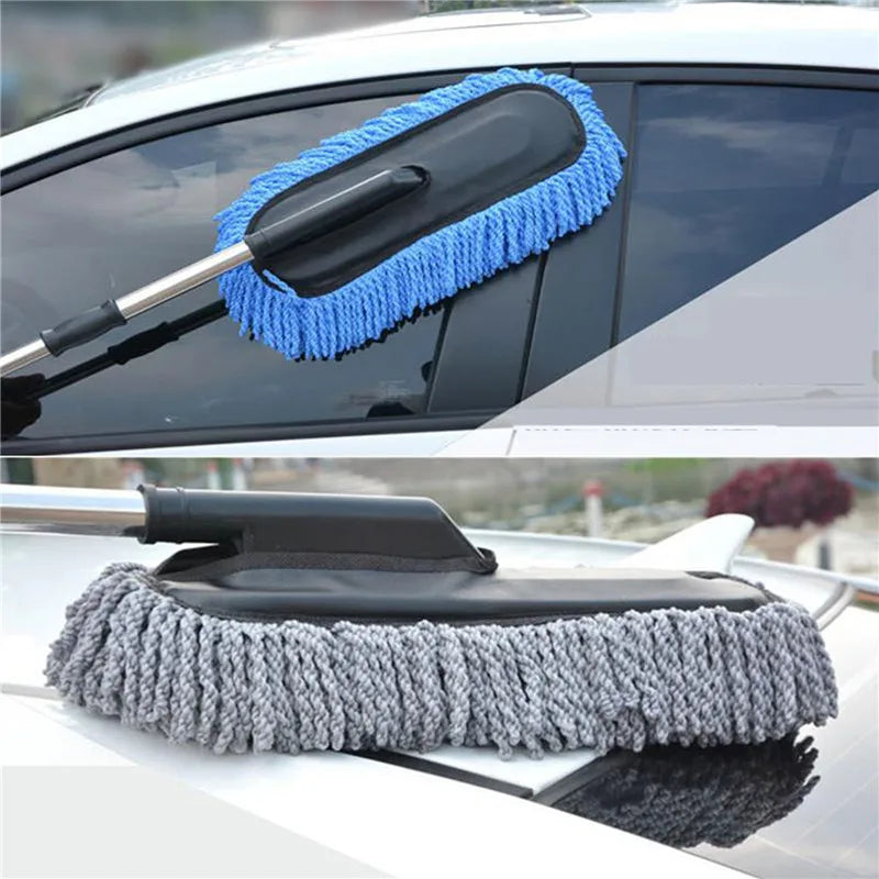 Car Cleaning Mop Brush with Long Handle – Soft Microfiber Retractable Car Wash Mop