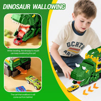Dinosaur Car Carrier Truck Toy With Race Track And Alloy Cars