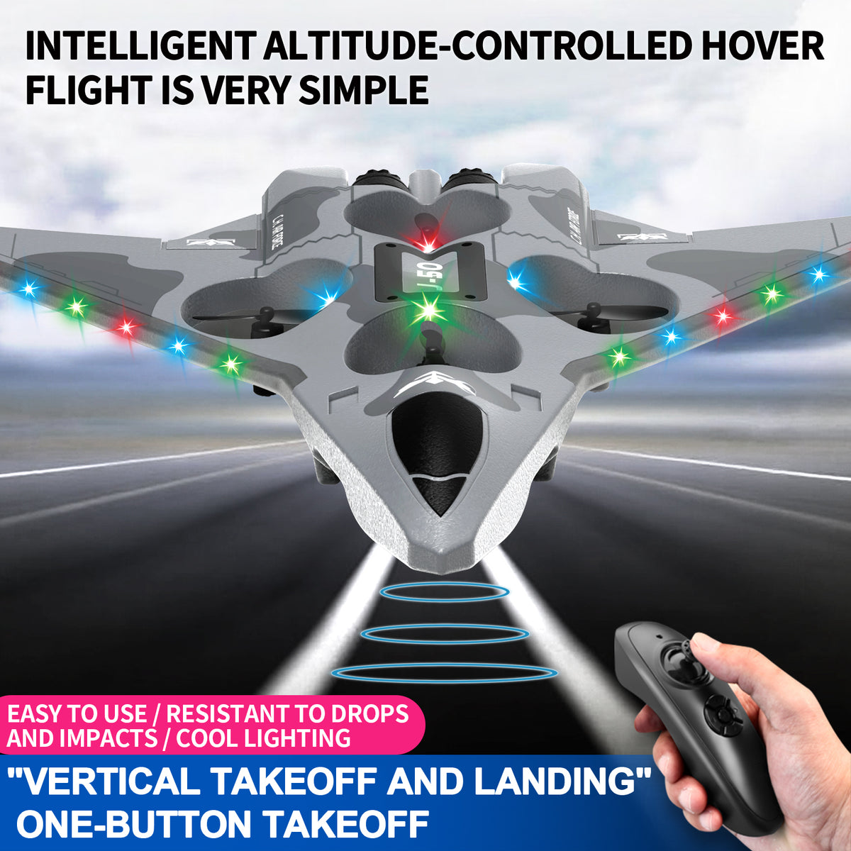 Drop Proof RC Fighter Jet Drone LED Stunt Flying Toy