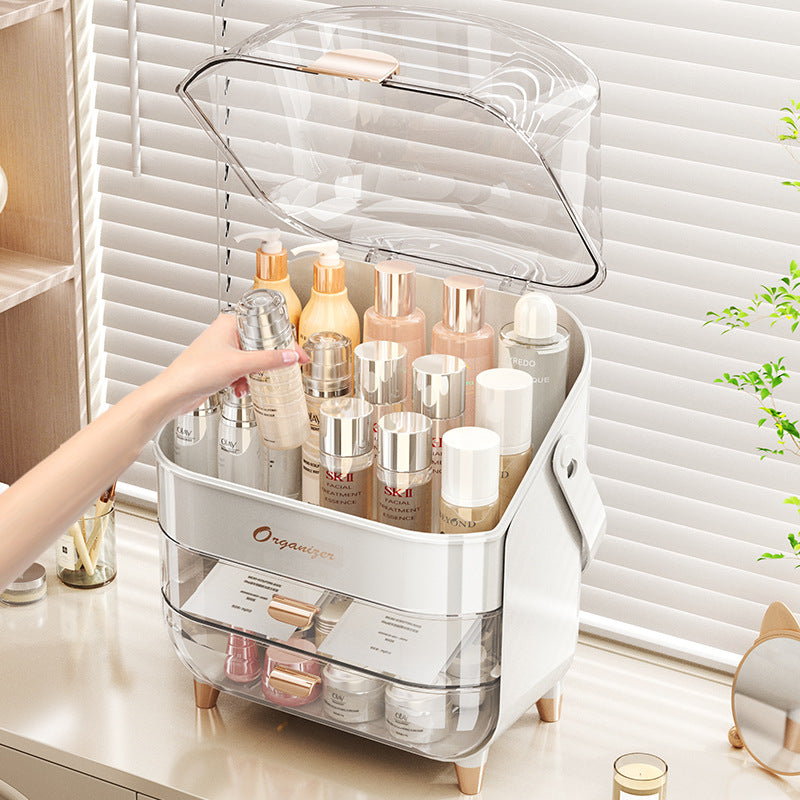 Luxury Cosmetics Storage Box High Capacity Dustproof Makeup Organizer Rack