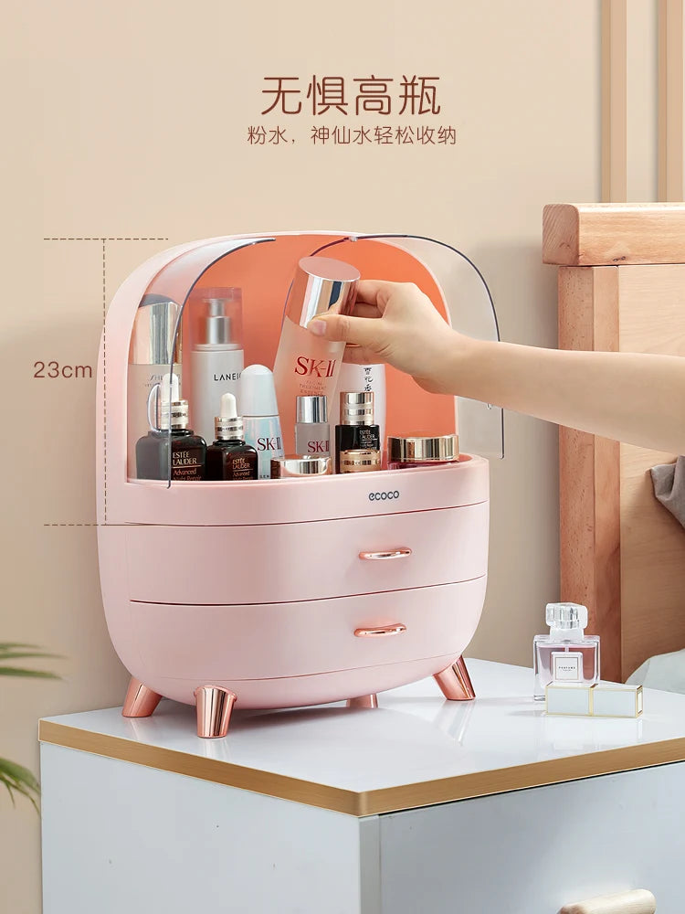 Transparent Cosmetic Storage Box Makeup Organizer Dust Proof Rack