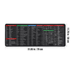 Excel Cheat Sheet Desk Pad Large Non Slip Keyboard Mouse