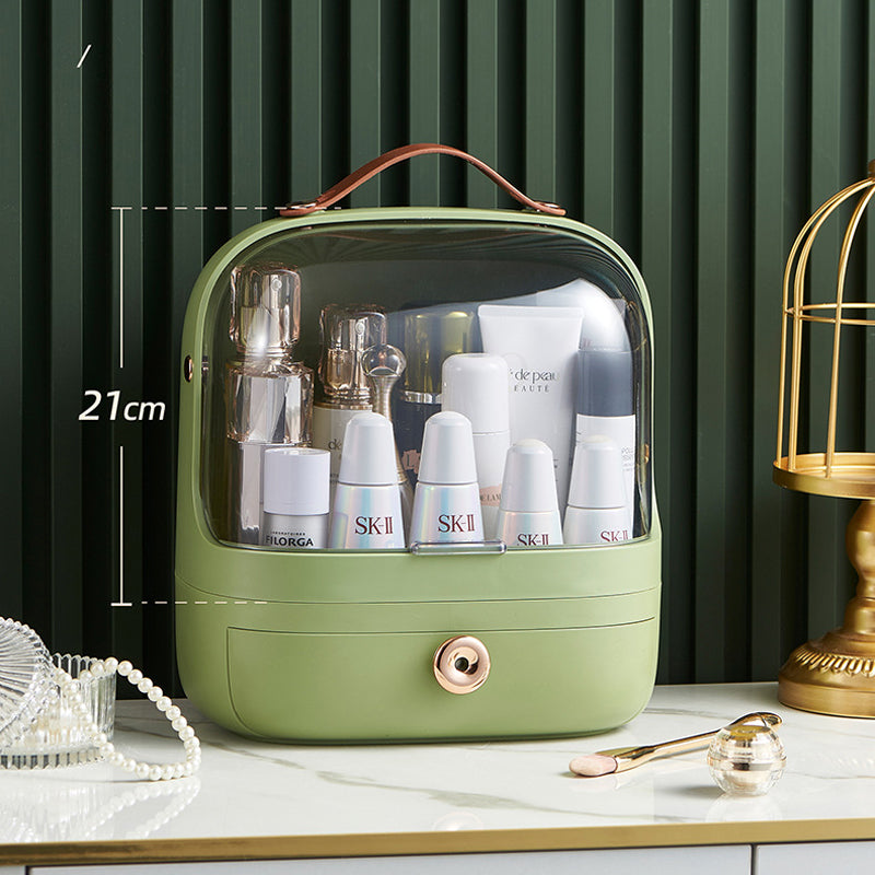 Luxury Off White Makeup Organizer Dustproof Dressing Table Storage Box