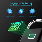 Fingerprint Smart Padlock USB Rechargeable Waterproof Anti Theft Lock