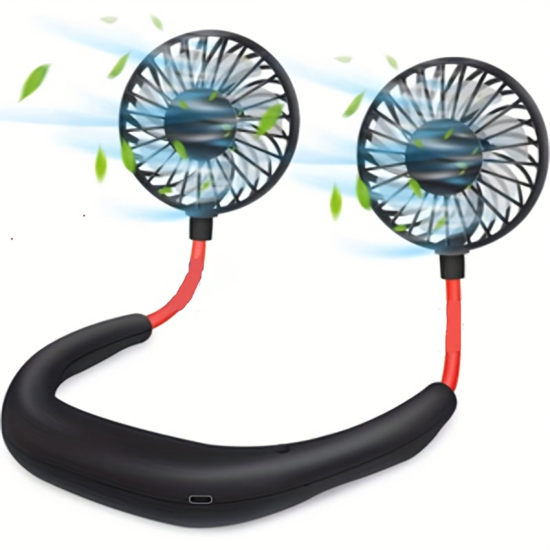 Portable Rechargeable Neck Fan USB Double Head Rotatable Cooling Fan