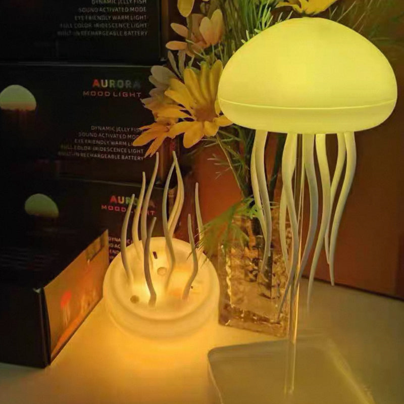 3D Movable Jellyfish LED Lamp – USB Smart Voice Control Color Changing Night Light | Dimmable Ocean Mood Lamp for Bedroom Decor Pakistan