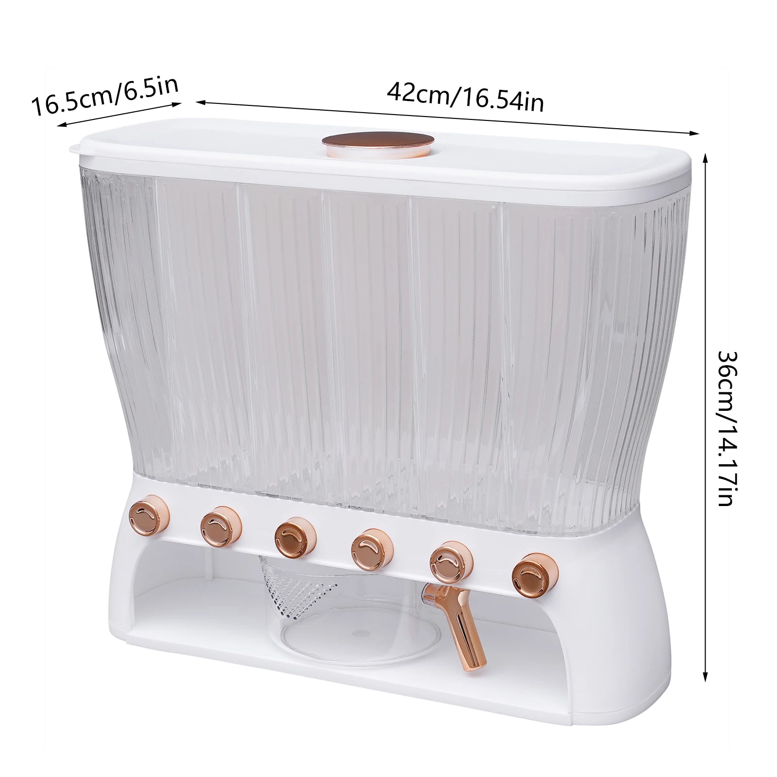 6-Compartment Cereal Dispenser Transparent Dry Food Storage Container